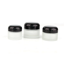 Round Cosmetic Cream Jar 20g 30g 50g Empty Frosted Glass Cream Jar with black cap
